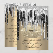 16e lips Kus Gold Silver Glitter-schijven Kaart (Voorkant / Achterkant)