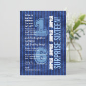 16e MAANDAG blauwe strepen W554 Kaart (Staand voorkant)