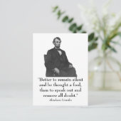 16e President Abraham Lincoln Briefkaart (Staand voorkant)