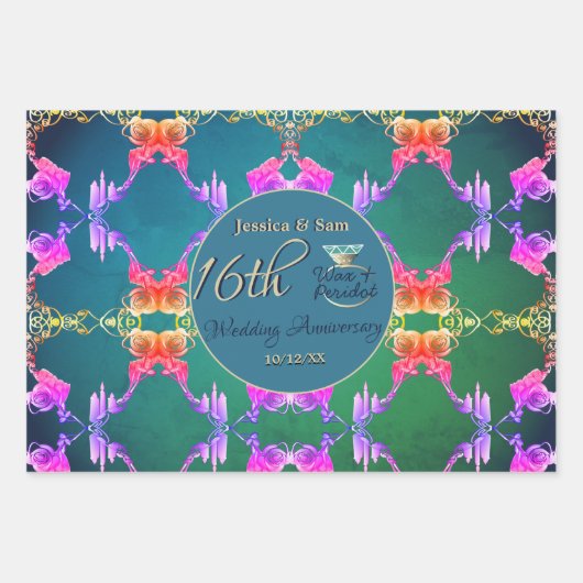 16e trouwwas, Statice Bloem Inpakpapier Vel (Voorkant)