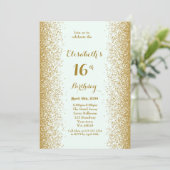 16e verjaardag 16e, Glitter, wit goud Kaart (Staand voorkant)