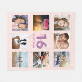 16e verjaardag aangepaste foto collage roos goudro fleece deken (Voorkant (Horizontaal))