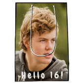 16e verjaardag aangepaste foto hallo 16 jongen medium cadeauzakje (Achterkant)