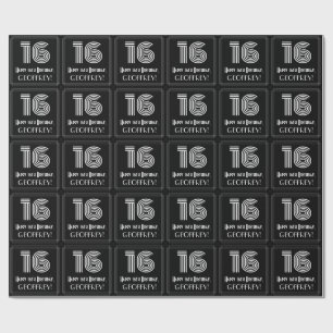 16e verjaardag: Art Deco geïnspireerde look "16" w Cadeaupapier