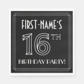 16e verjaardag: Art Deco Style + aangepaste naam Servet (Voorkant)