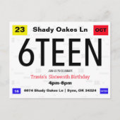 16e Verjaardag Autonummerbord Verjaardag Briefkaart (Voorkant)