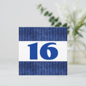 16e verjaardag Blauwe Stripes Modern W864 Kaart (Staand voorkant)