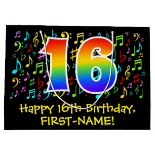 16e verjaardag - Colorful Music Symbols, regenboog Groot Cadeauzakje