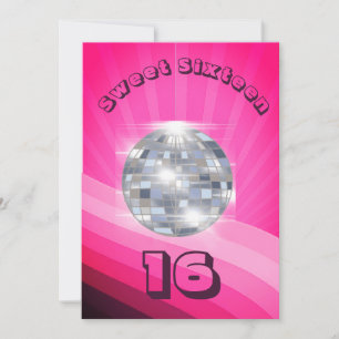 16e verjaardag Disco Dance Muziek Roze Uitnodiging