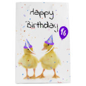 16e verjaardag Eenden met ballon Medium Cadeauzakje (Voorkant)