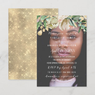 16e verjaardag Foto bloemen Brunch Spark Gold Kaart