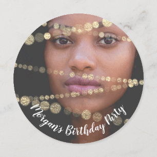 16e verjaardag Foto Confetti Roos Gold Kaart