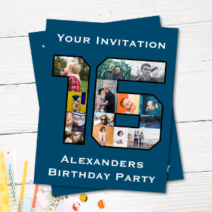 16e verjaardag Foto-uitnodiging Briefkaart