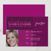 16e verjaardag Foto-uitnodiging Kaart (Voorkant / Achterkant)