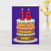 16e verjaardag: Fun Cake and Candles + Custom Name Kaart (Gele Bloem)