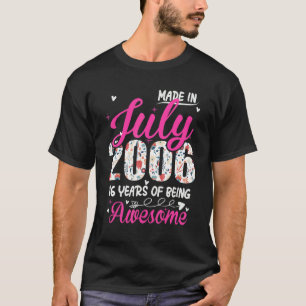 16e verjaardag Geweldige sinds juli 2006 Floral T-shirt