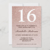 16e verjaardag Glam Roze Rose Gold Glitter Ombre Kaart (Voorkant)