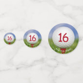 16e verjaardag golf op rood t-shirt confetti (Voorkanten)