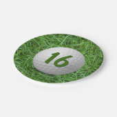 16e verjaardag Golfbal op Bord van graspapier (Gekanteld)