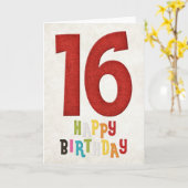 16e verjaardag Happy Birthday Kaart Design 4 (Gele Bloem)