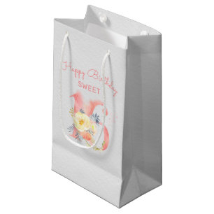 16e verjaardag Happy Birthday Sweet 16 Floral Klein Cadeauzakje