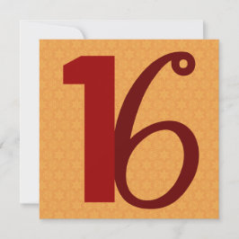 16e verjaardag Huge Numbers Gold en Red W958 Kaart