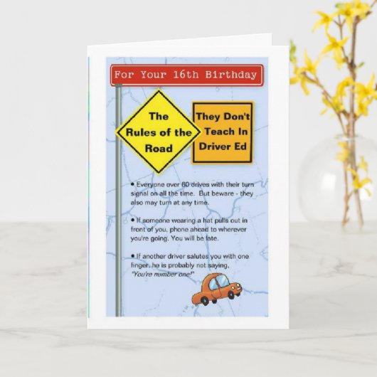 16e verjaardag kaart (Gele Bloem)