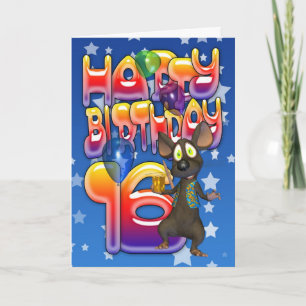 16e verjaardag Kaart, Happy Birthday Kaart