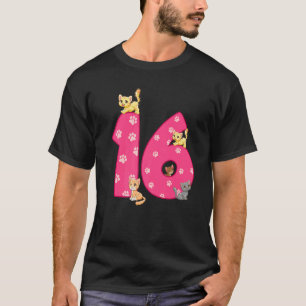 16e verjaardag Kat Verjaardag Viert 16 Jaar Oude K T-shirt
