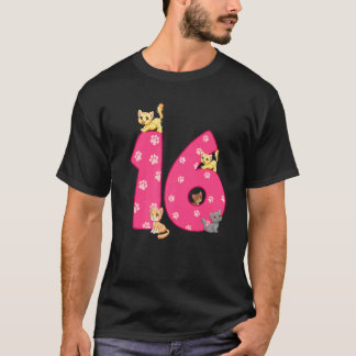 16e verjaardag Kat Verjaardag Viert 16 Jaar Oude K T-shirt