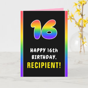 16e verjaardag: kleurrijke regenboog # 16, Naam va Kaart