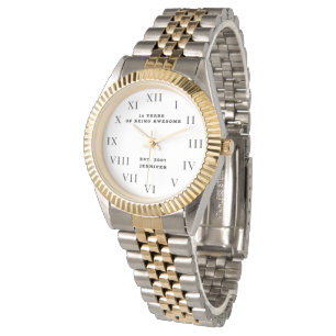 16e verjaardag lief zestien grappig meisje goud horloge