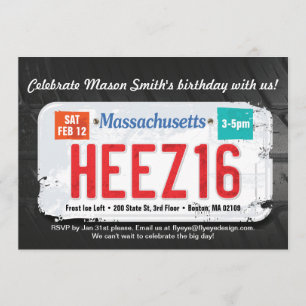 16e verjaardag Massachusetts uitnodiging van de jo