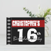 16e verjaardag Moderne Red Black en White 2G Kaart (Staand voorkant)