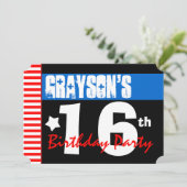 16e verjaardag Moderne Rode Stripes 2B2A1 Kaart (Staand voorkant)