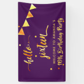 16e verjaardag paars goud hallo 16 typografische n spandoek (Verticaal)