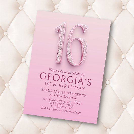 16e verjaardag Pink Diamonds Kaart