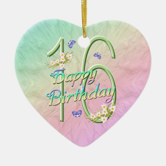 16e verjaardag Rainbow Keepomwille Heart Ornament (Voorkant)