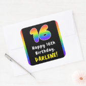 16e verjaardag: Regenboogspectrum # 16, Aangepaste Vierkante Sticker (Envelop)