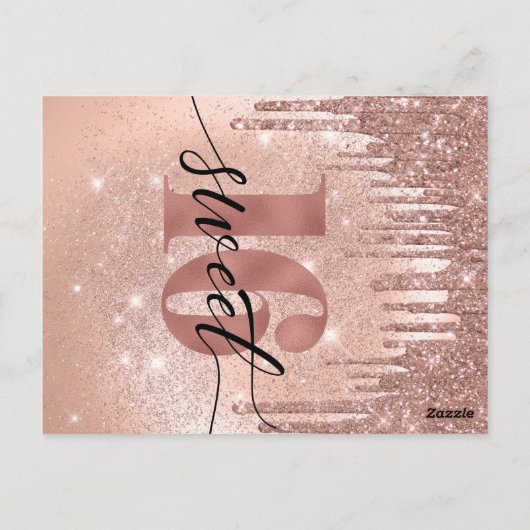 16e verjaardag Roos Gold Hartelijk dank Briefkaart (Achterkant)