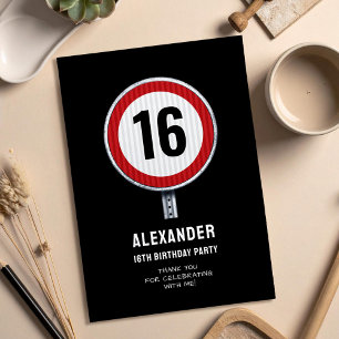 16e Verjaardag Snelheidslimiet Bedankkaart