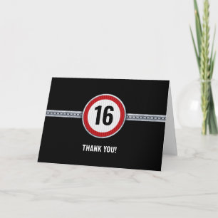 16e Verjaardag Snelheidslimiet Bedankkaart
