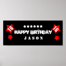 16e verjaardag Star Banner Aangepaste naam V16S ST Poster
