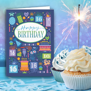 16e verjaardag taarten Cadeaus BlueCard Kaart