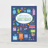 16e verjaardag taarten Cadeaus BlueCard Kaart (Voorkant)
