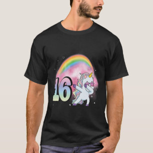 16e verjaardag van de Dabbing Party Unicorn Girl 1 T-shirt