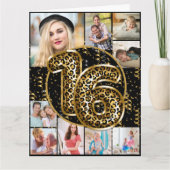 16e verjaardag van de Leopard-foto Gold ballonnen Kaart (Voorkant)