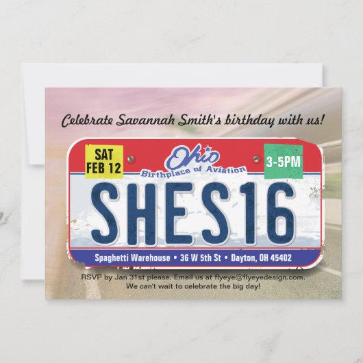 16e verjaardag van het meisje - Ohio - Uitnodiging (Voorkant)