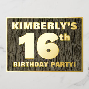 16e verjaardag: Vet, Faux-waterkorenpatroon Folie Uitnodiging