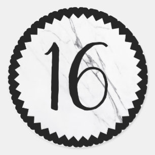 16e verjaardag Witte marmer Ronde Sticker